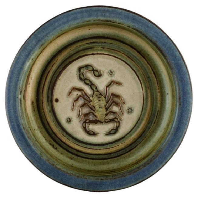 Royal Copenhagen Low Bowl in Glazed Ceramics with Scorpion For Sale