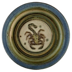 Vintage Royal Copenhagen Low Bowl in Glazed Ceramics with Scorpion