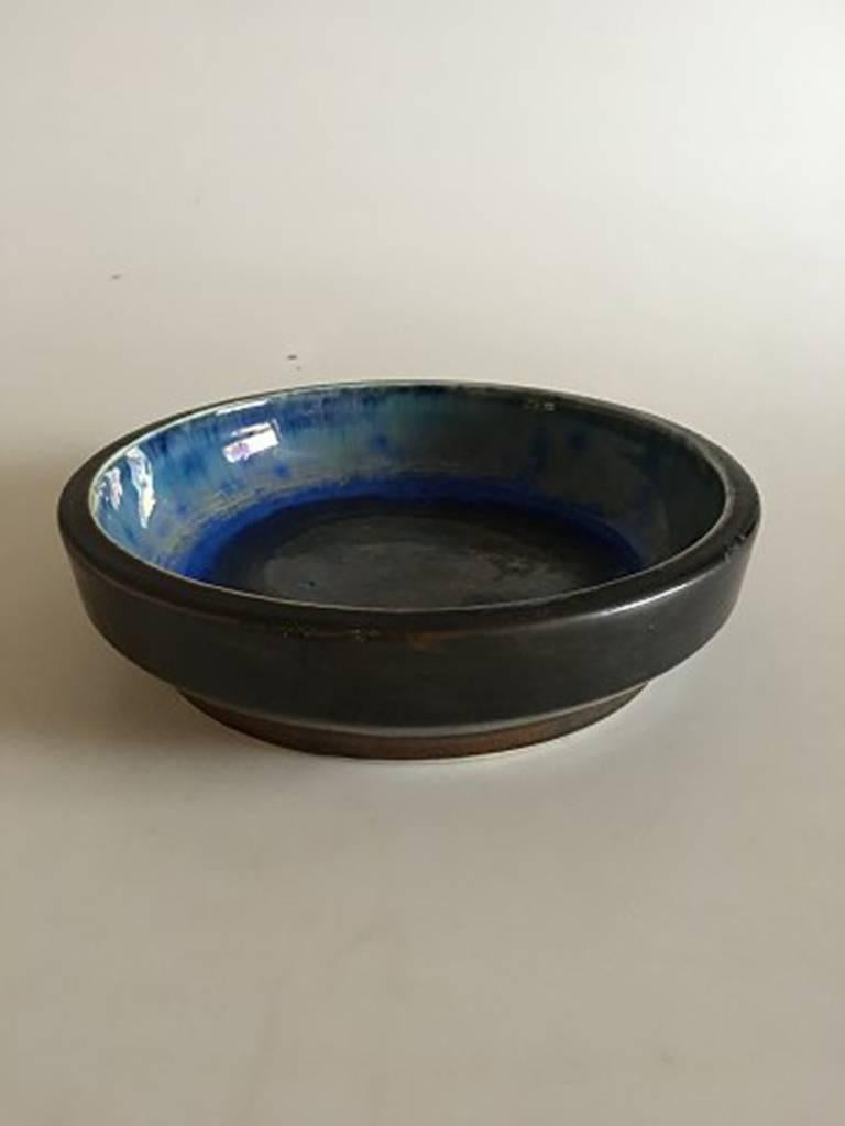 Art Nouveau Royal Copenhagen Ludvigsen Bowl #519 with Blue Crystalline Glaze For Sale