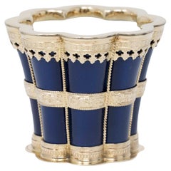 Retro Royal Copenhagen Margrethe Cup Blue Porcelain & 925 Silver Mounting