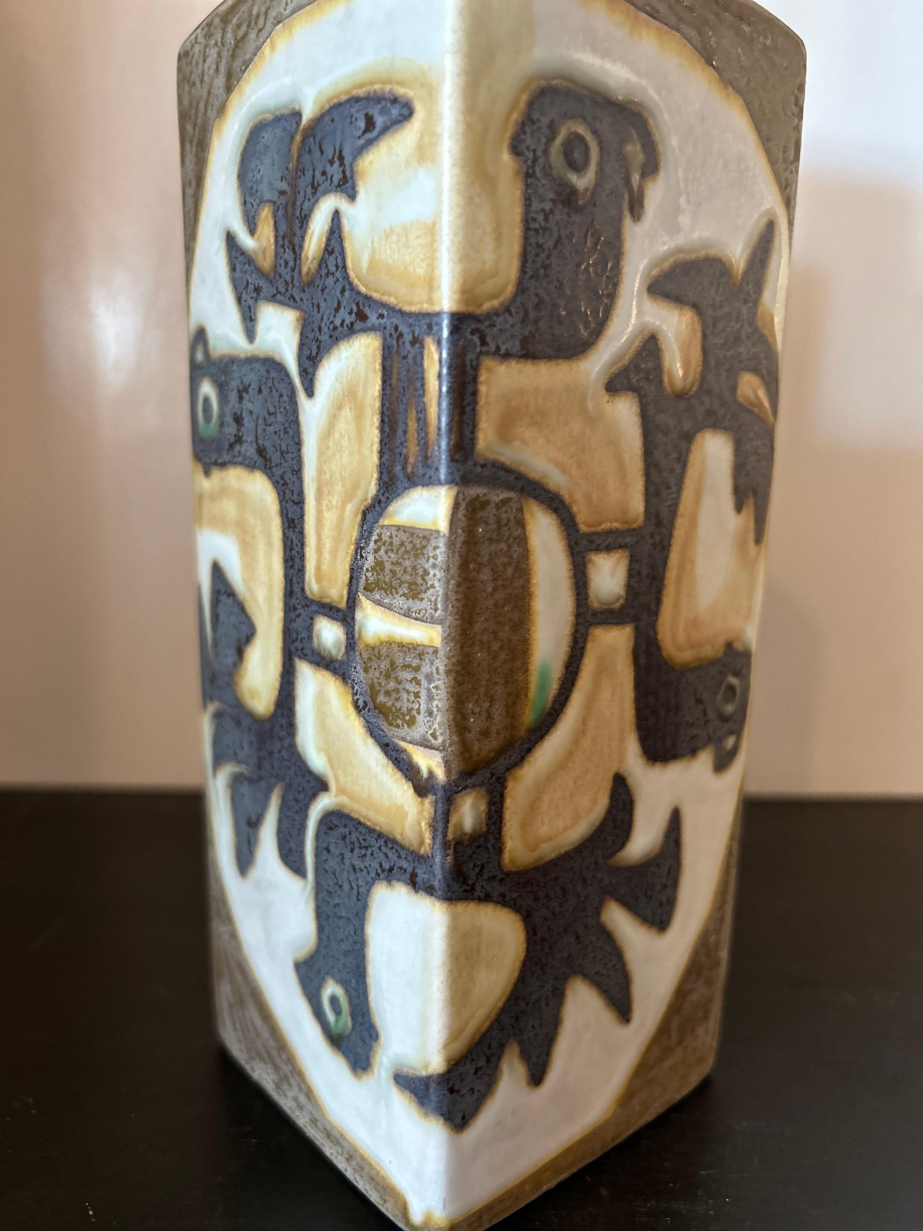 Mid-Century Modern Porcelain Royal Copenhagen 1960's Vase with Bird Designs