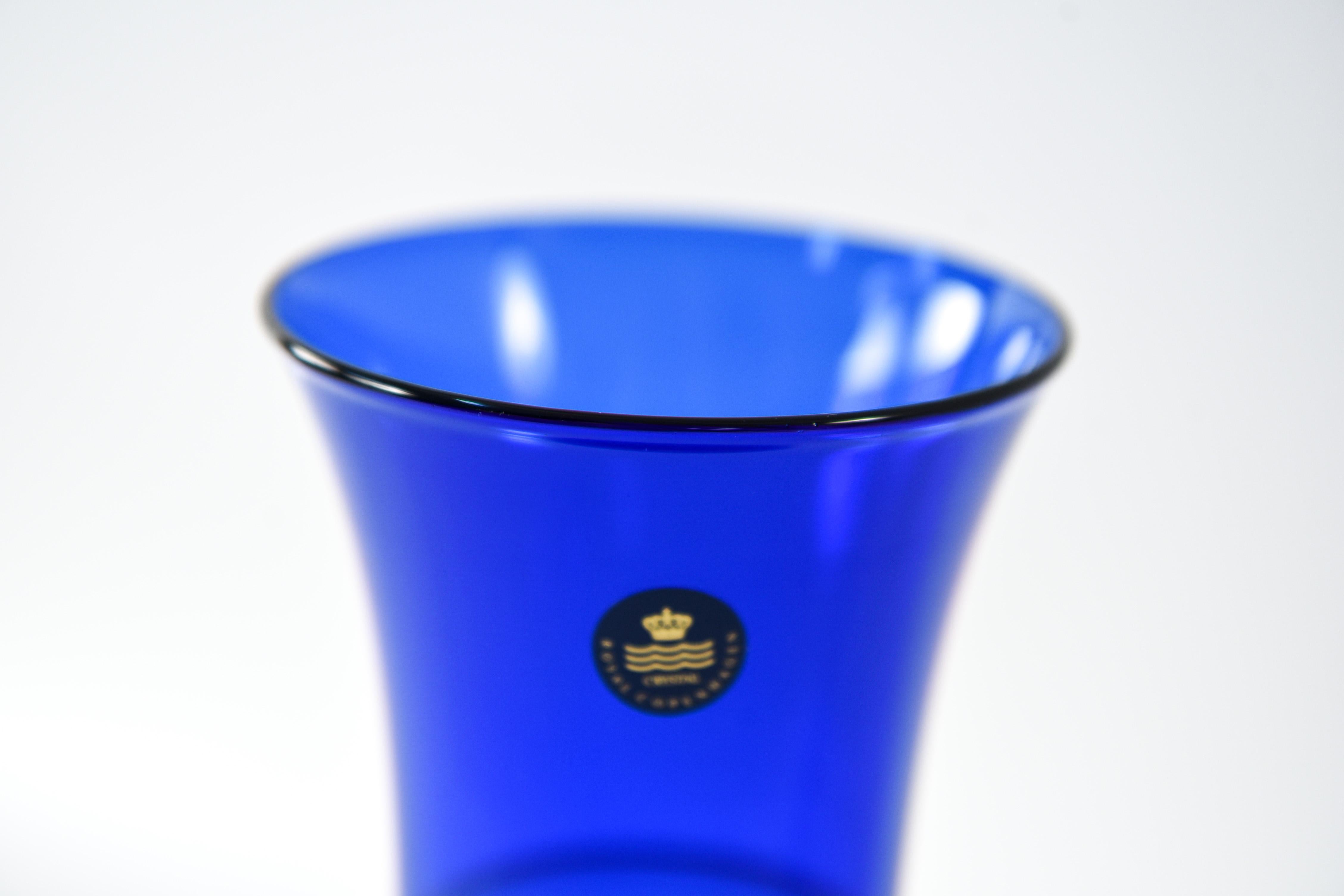 Mid-Century Modern Royal Copenhagen Midcentury Blue Crystal Vase
