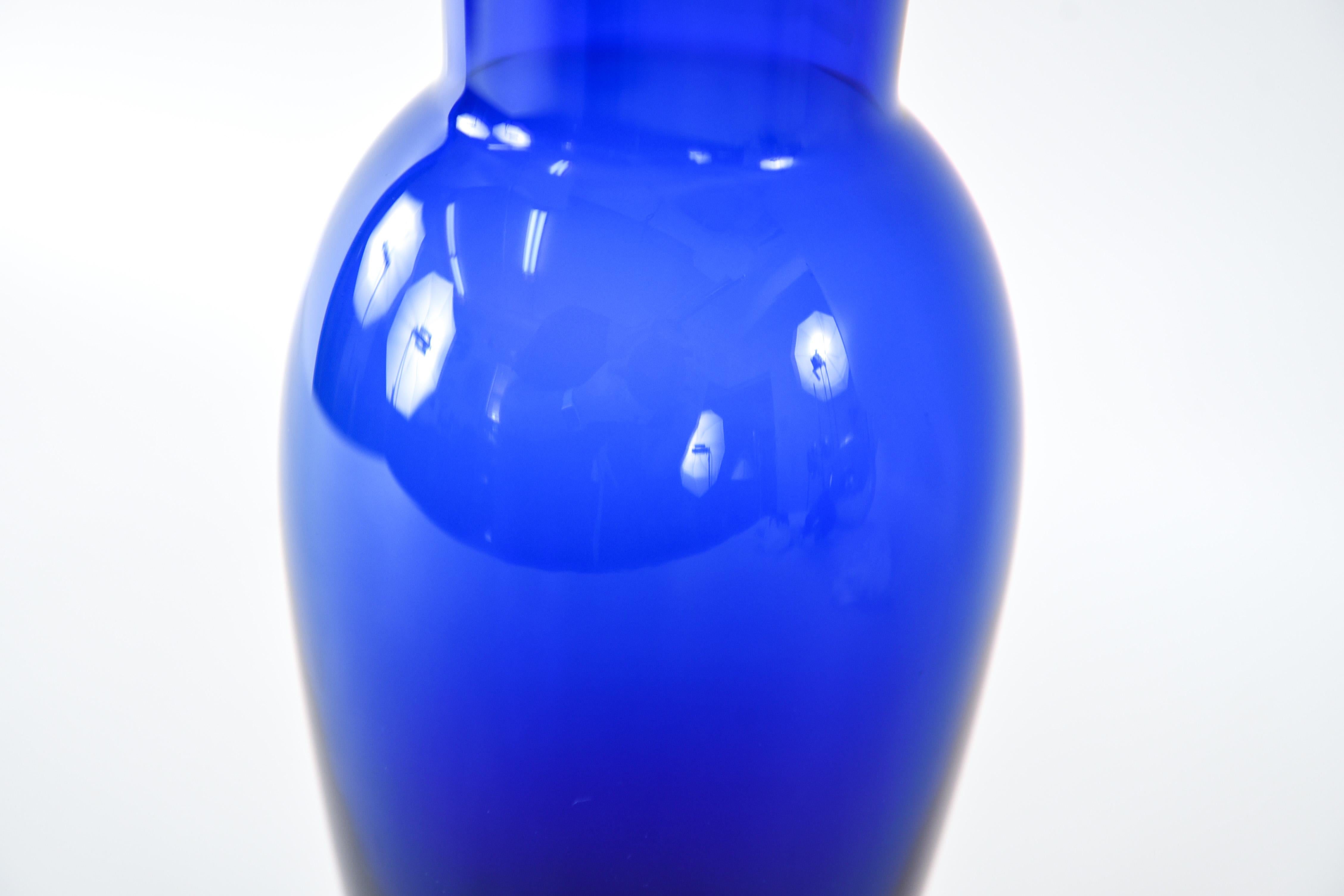 Danish Royal Copenhagen Midcentury Blue Crystal Vase