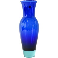 Royal Copenhagen Midcentury Blue Crystal Vase
