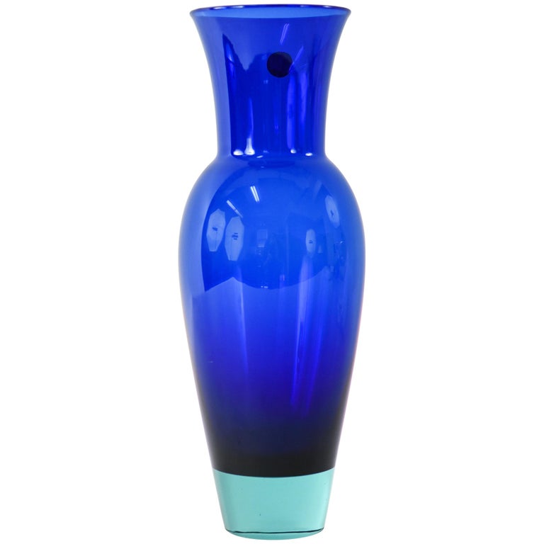 Royal Copenhagen Midcentury Blue Crystal Vase at 1stDibs