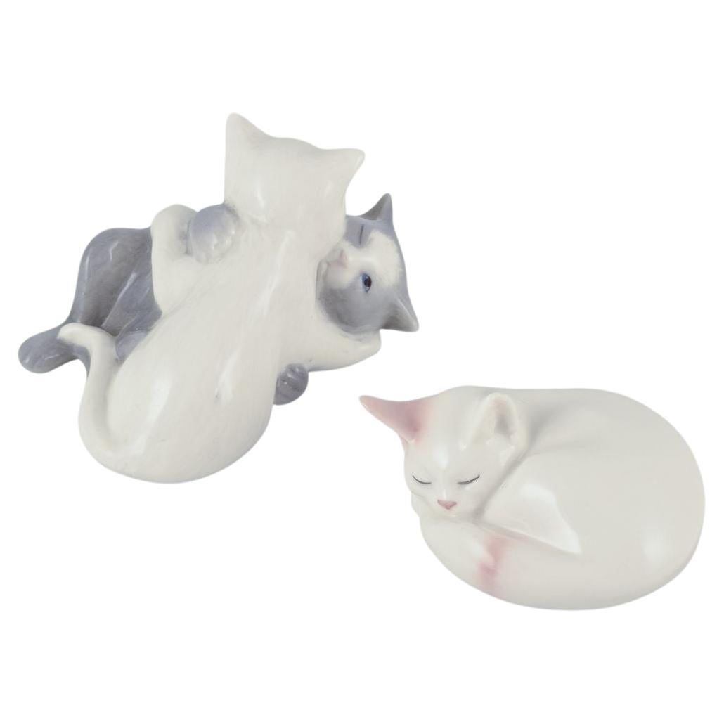 Minicolección Royal Copenhagen, dos figuritas de porcelana de gatitos, S. XXI en venta