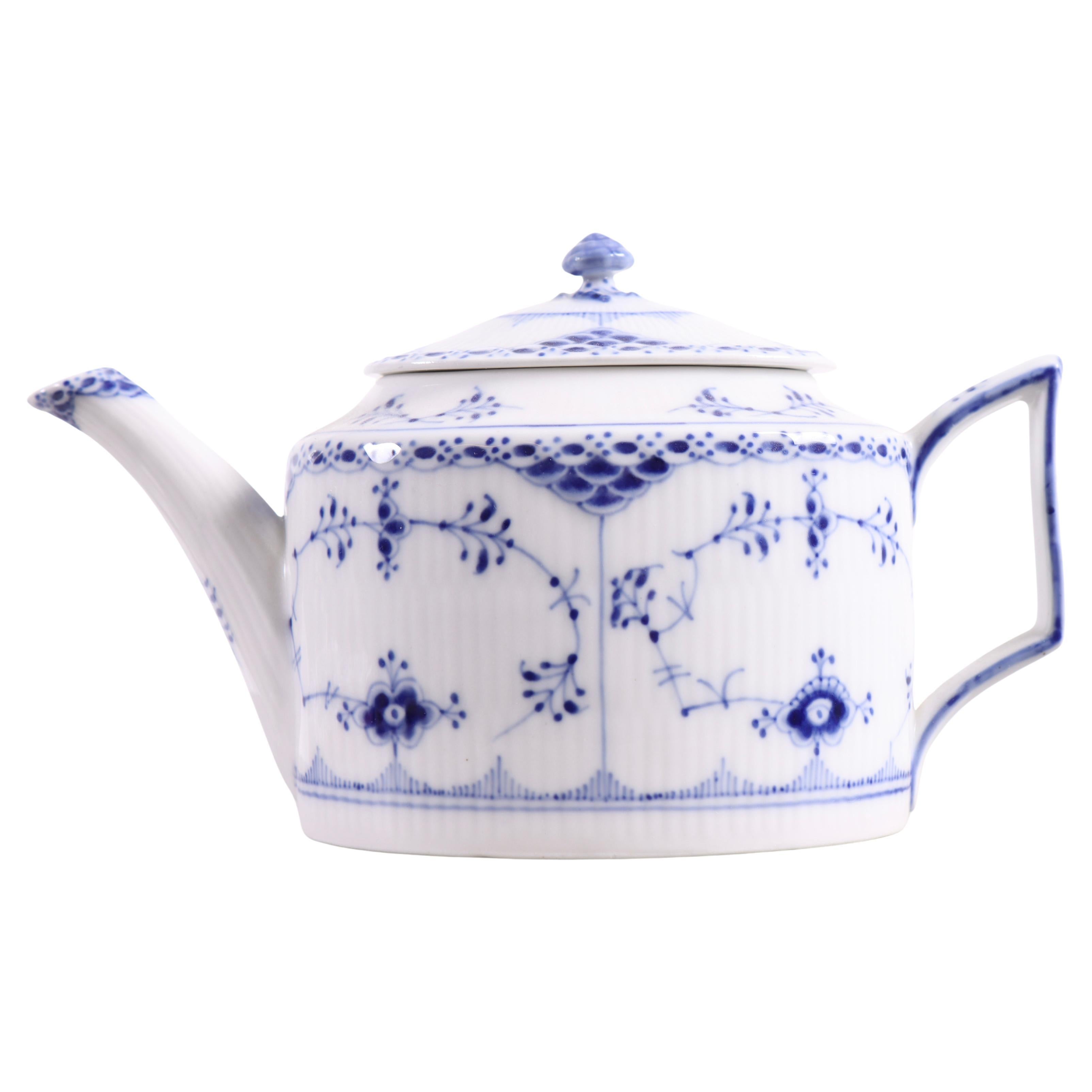 Royal Copenhagen Model 684 Classic Blue Fluted Teapot.