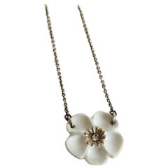Vintage Royal Copenhagen Necklace with Flower Pendant in Porcelain
