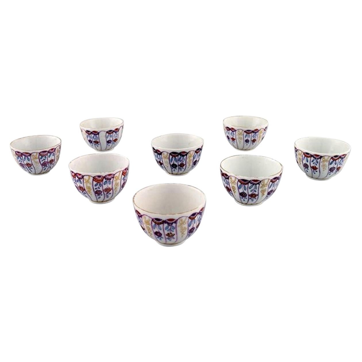 Royal Copenhagen, Nine Antique and Rare Cups in Hand Painted Porcelain For Sale