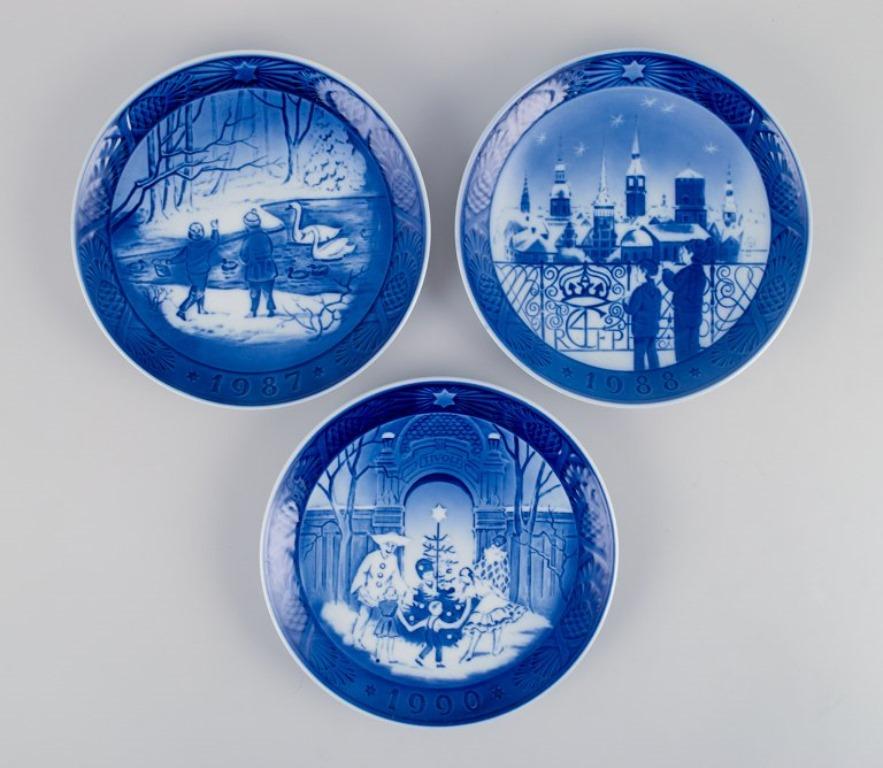 Danish Royal Copenhagen, nine Christmas plates in porcelain. For Sale