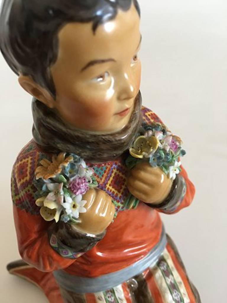 Art Nouveau Royal Copenhagen Over-Glaze Figurine Greenland Girl #12415