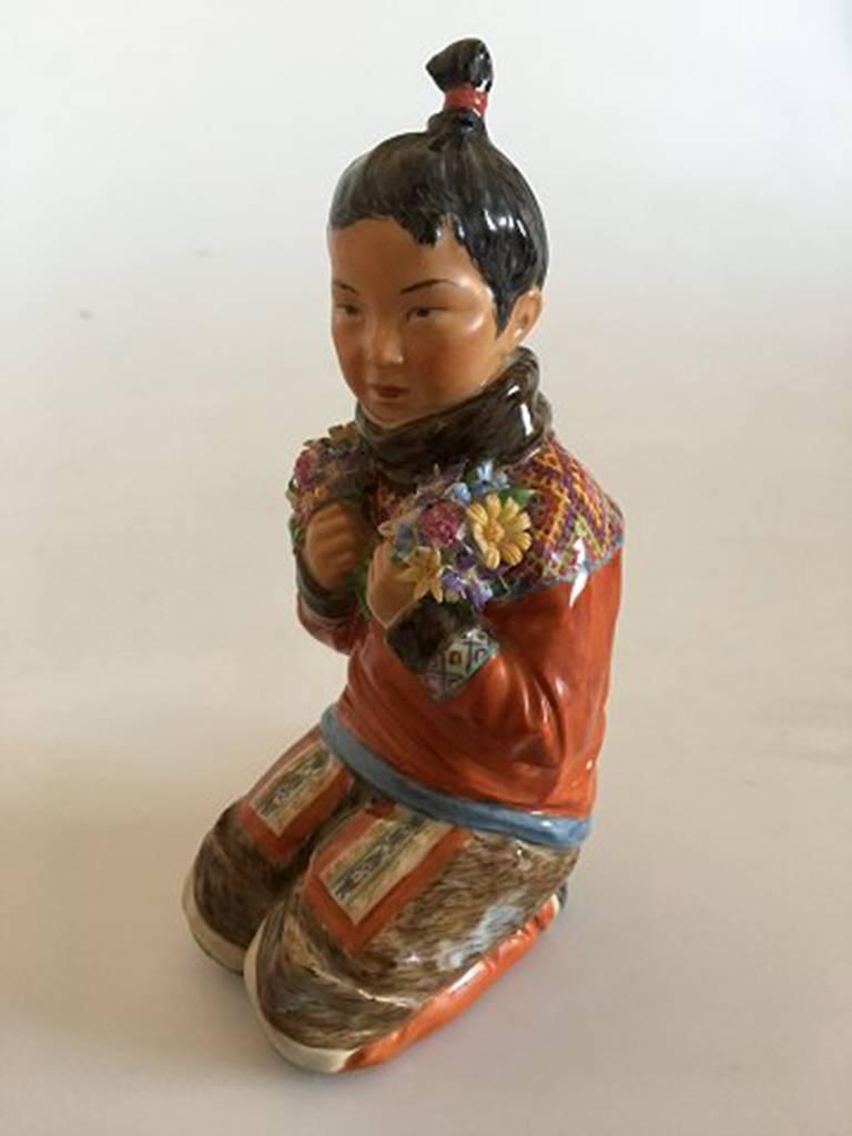 Danish Royal Copenhagen Over-Glaze Figurine Greenland Girl #12415