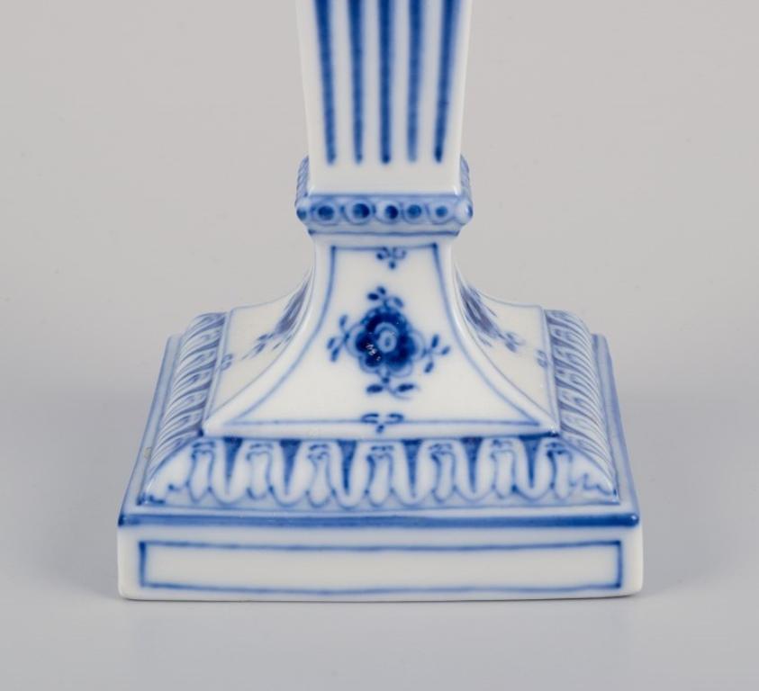 Hand-Painted Royal Copenhagen, pair of Blue Fluted candlesticks. 1962.  For Sale