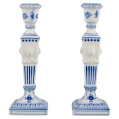 Retro Royal Copenhagen, pair of Blue Fluted candlesticks. 1962. 