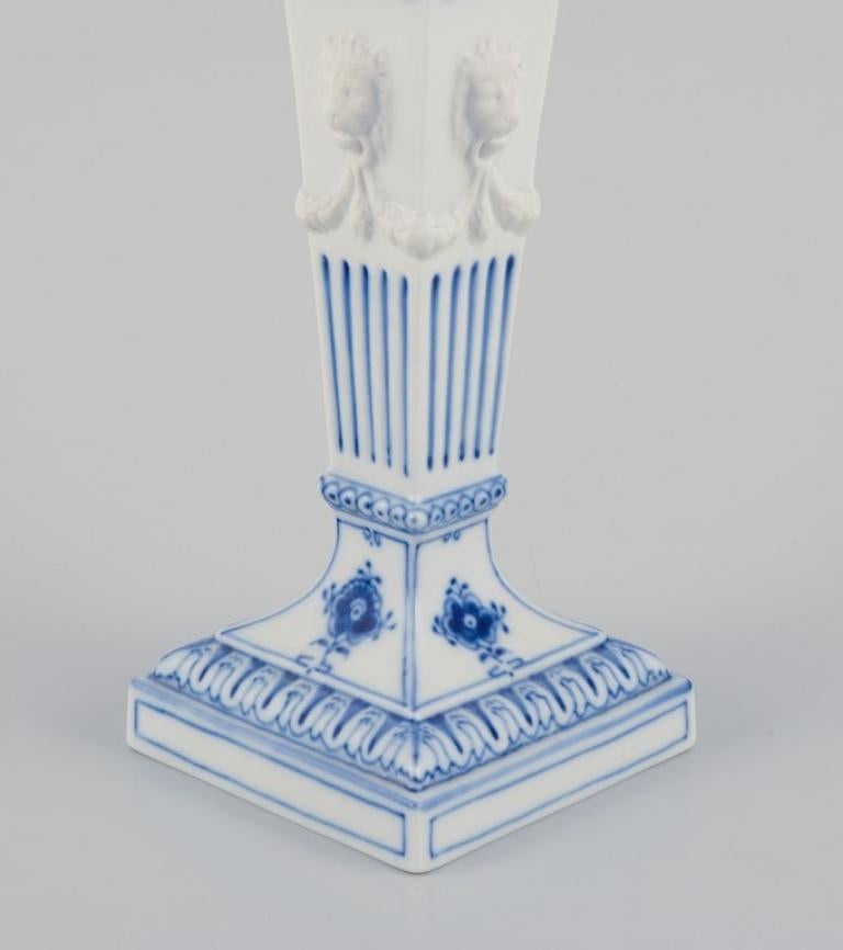 Danish Royal Copenhagen, pair of Blue Fluted candlesticks in porcelain. For Sale