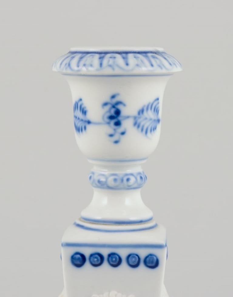 Porcelain Royal Copenhagen, pair of Blue Fluted candlesticks in porcelain. For Sale