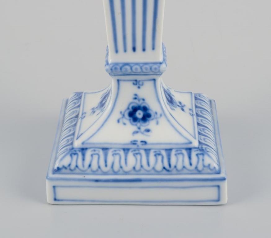 Royal Copenhagen, pair of Blue Fluted candlesticks in porcelain. For Sale 3