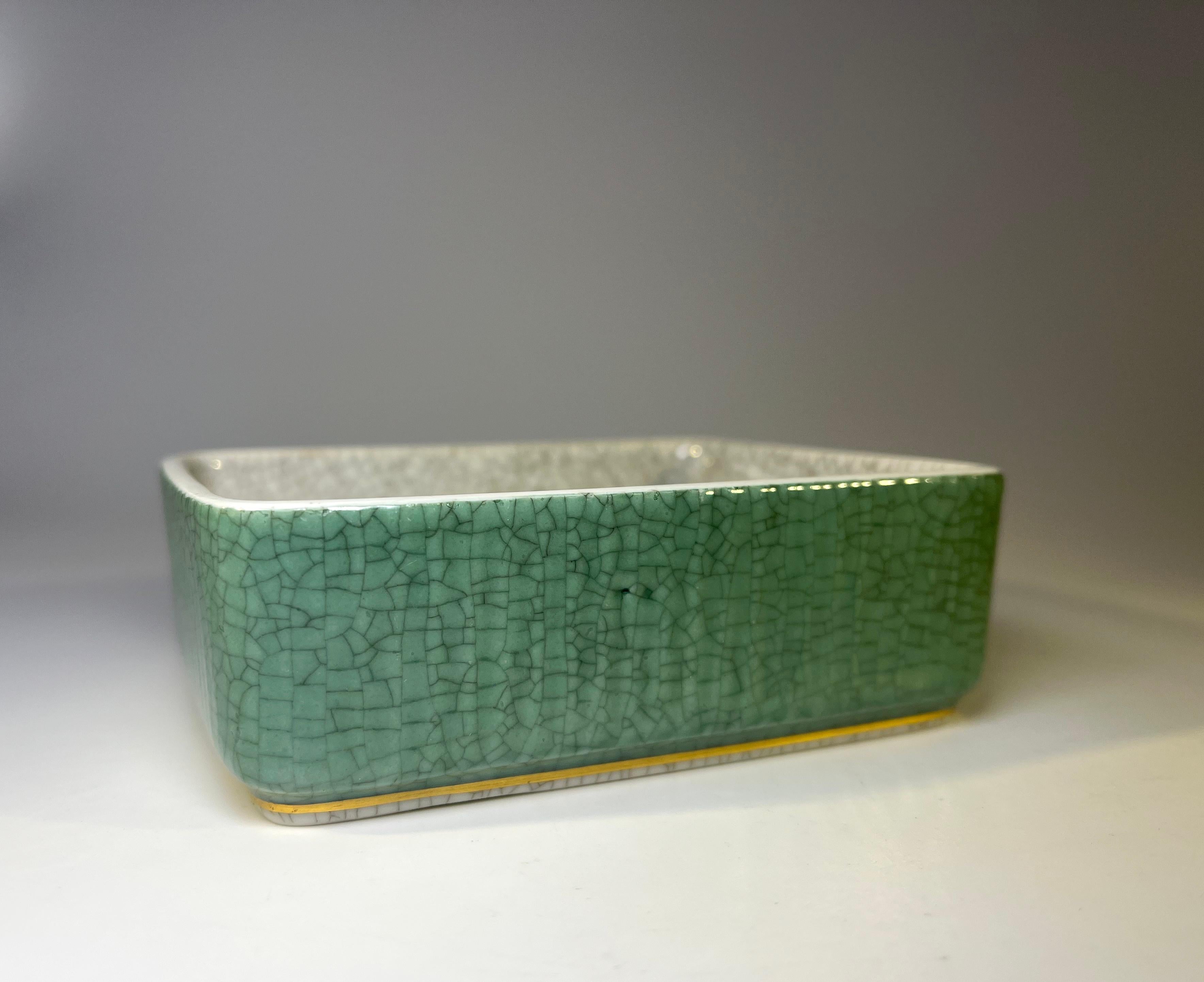Royal Copenhagen Pale Green And Grey Gilt Craquelure Lidded Box #4441 1