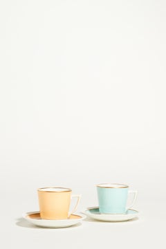 Royal Copenhagen Pale Yellow and Mint Demitasses Set of Two