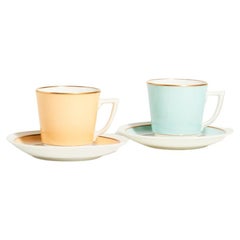 Royal Copenhagen Pale Yellow and Mint Demitasses Set of Two