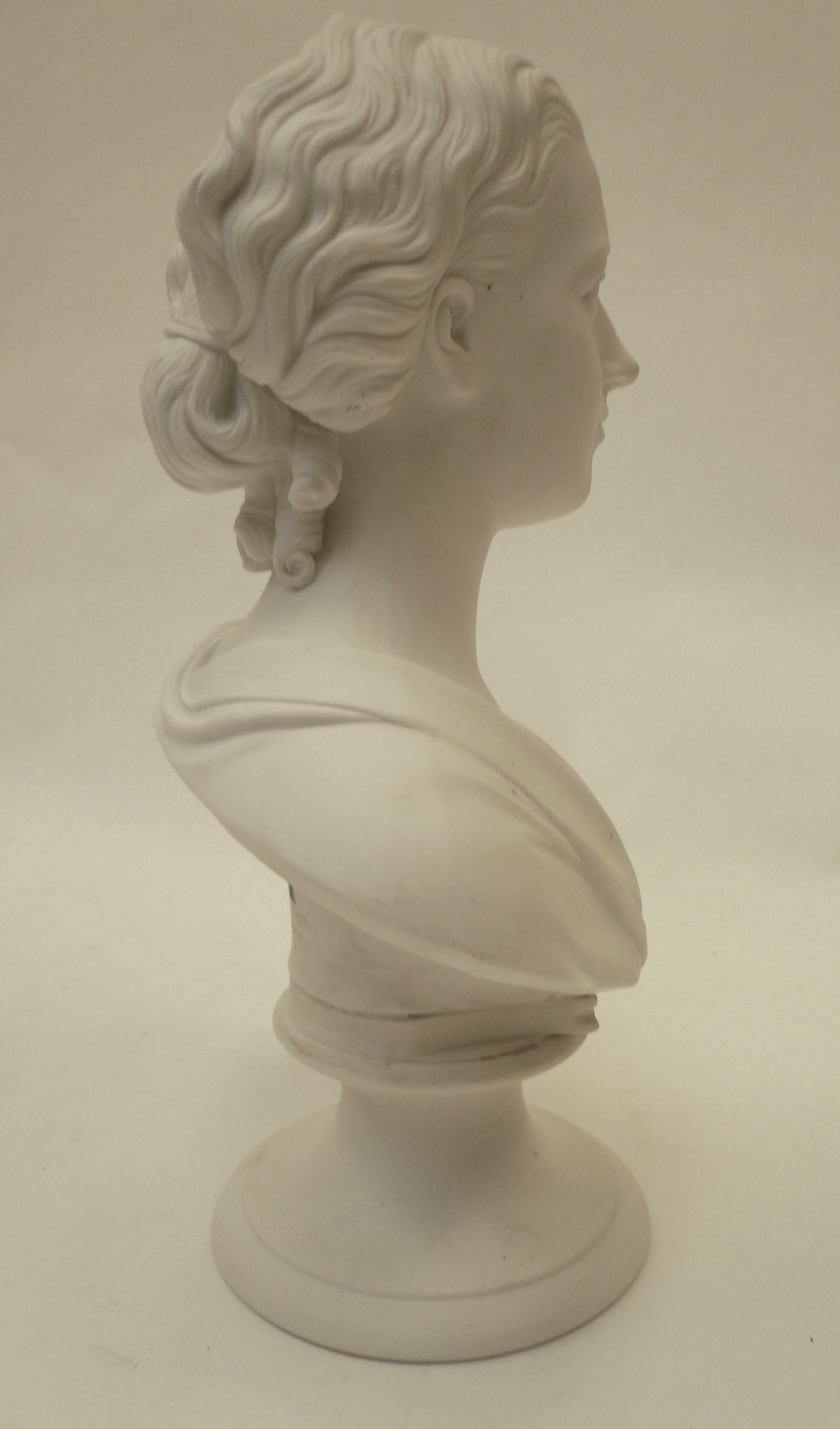 19th Century Royal Copenhagen Parian Bust of Eneret, by T. Stein, Dated 1863