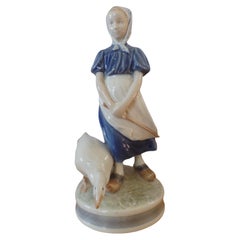 Royal Copenhagen Peasant Girl with Goose Figurine 527 by Christian Thomsen