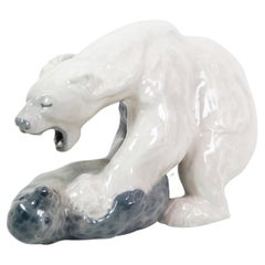 Antique Royal Copenhagen, Polar Bear and Seal, No. 1108, Designed by Knud Kyhn in 1909