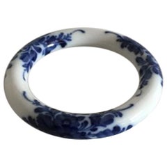 Vintage Royal Copenhagen Porcelain Bangle Bracelet with Blue Flower