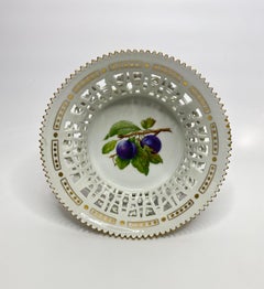Royal Copenhagen porcelain basket, Plums.