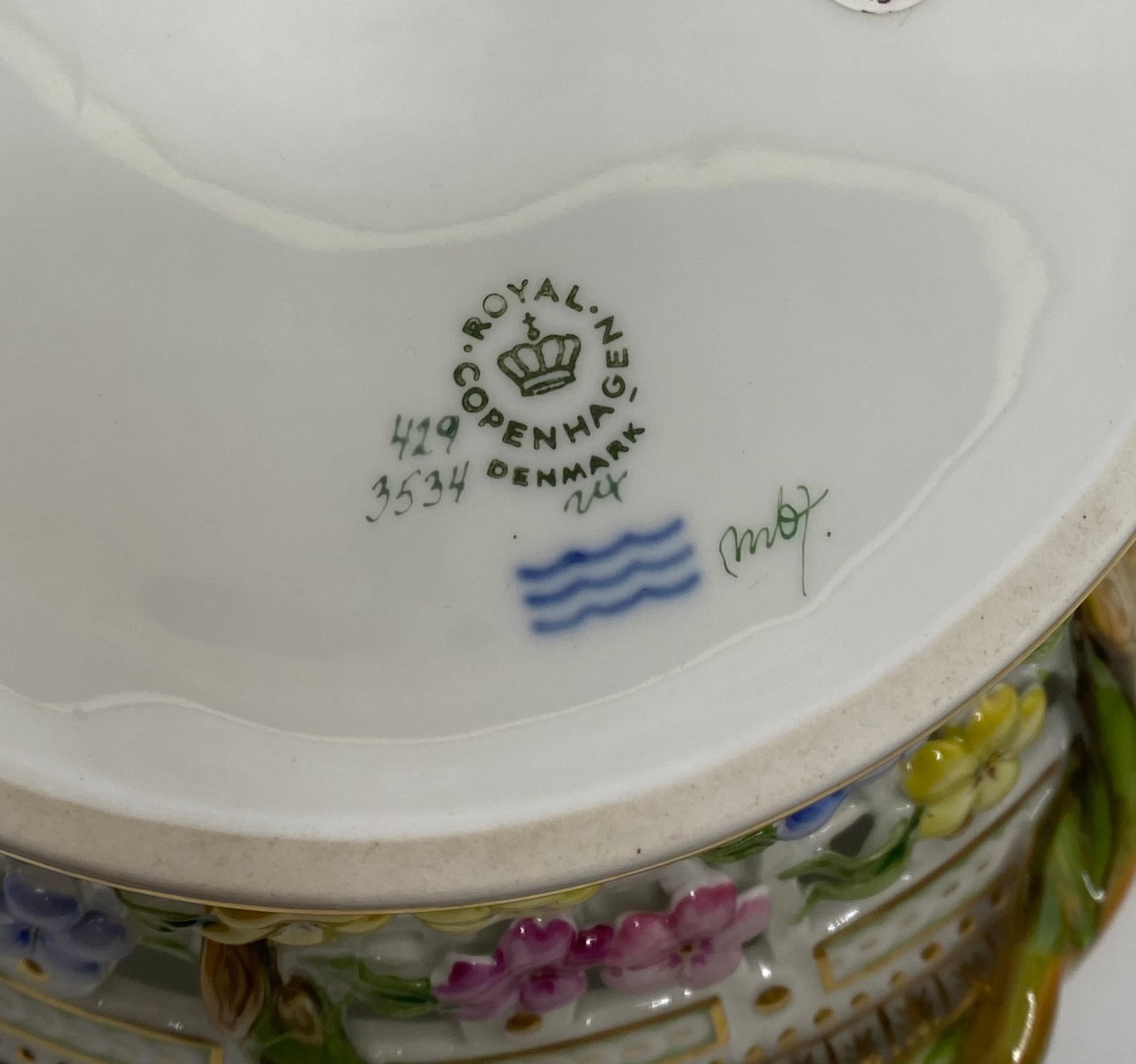 Mid-20th Century Royal Copenhagen porcelain basket, Plums. For Sale
