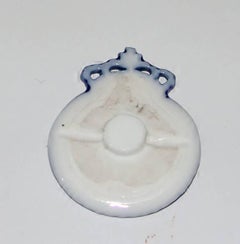 Royal Copenhagen Porcelain Button with Crown and Blue Fluted Motif
