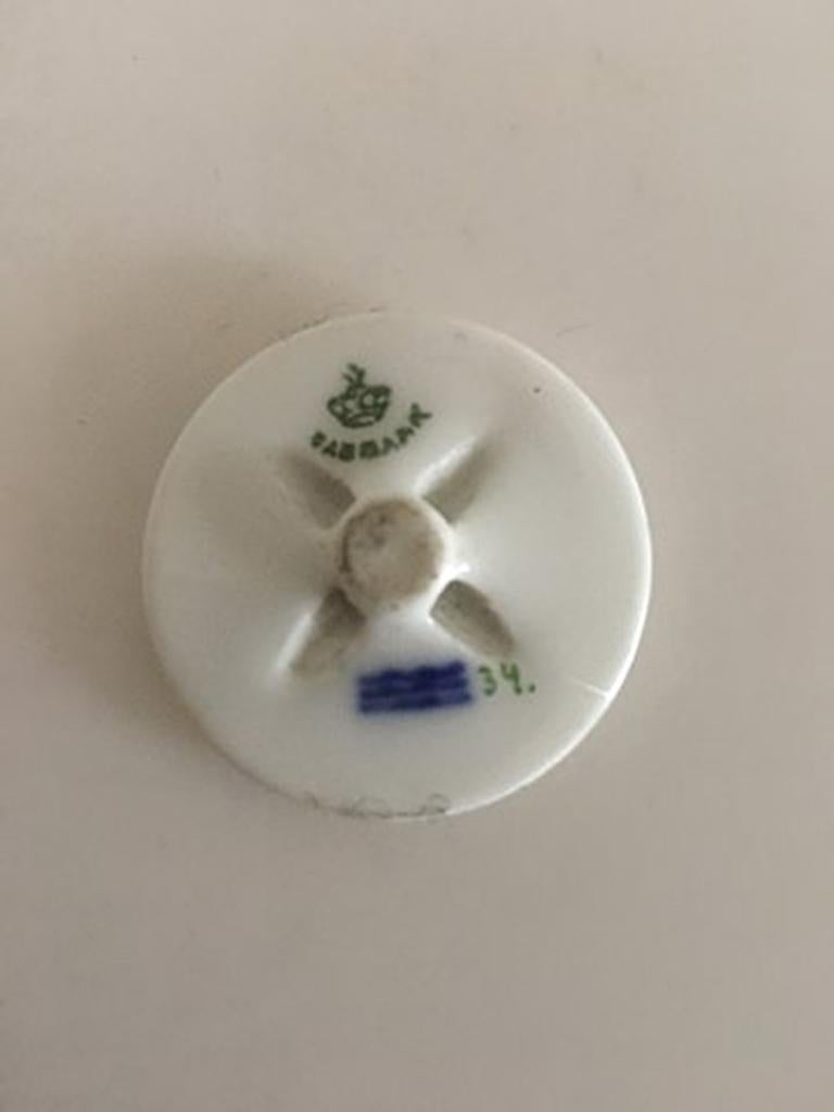 Royal Copenhagen Porcelain Button with Handpainted Flower Motif. 3 cm dia.