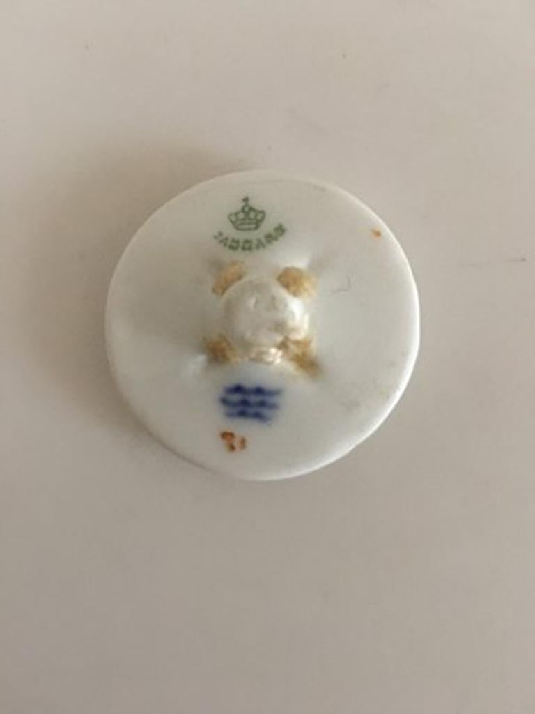 Royal Copenhagen Porcelain Button with Handpainted Flower Motif. 3 cm dia.