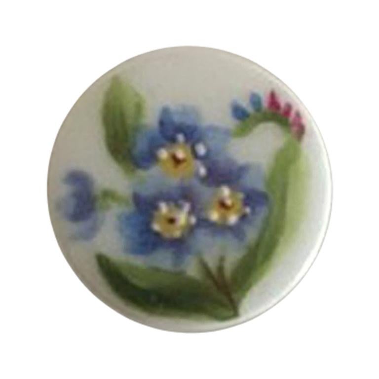 Royal Copenhagen Porcelain Button with Hand-Painted Flower Motif For Sale