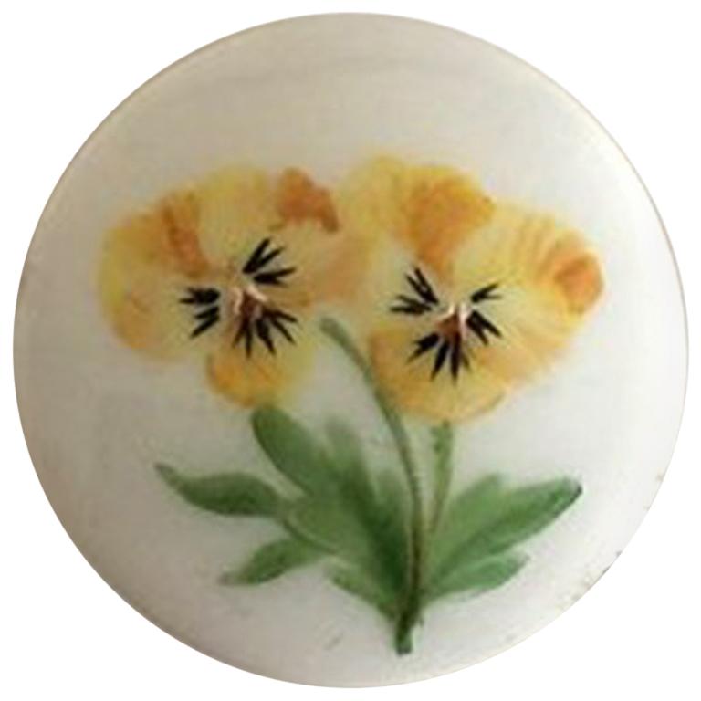 Royal Copenhagen Porcelain Button with Hand-Painted Flower Motif For Sale