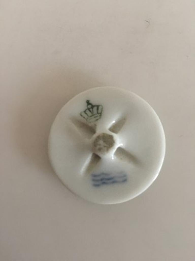 Royal Copenhagen Porcelain Button with Handpainted Motif of Musician. 3 cm dia