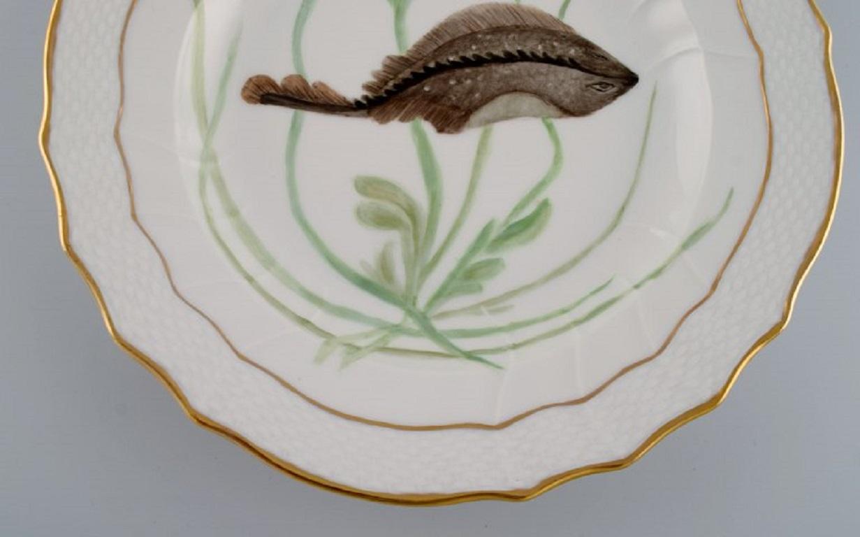 Danish Royal Copenhagen Porcelain Dinner Plate with Hand-Painted Fish Motif
