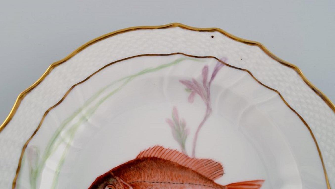 Danish Royal Copenhagen Porcelain Dinner Plate with Hand-Painted Fish Motif
