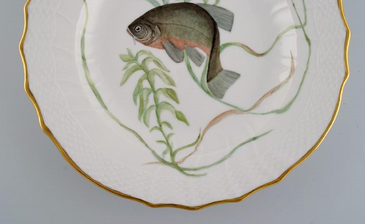 Danish Royal Copenhagen Porcelain Dinner Plate with Hand-Painted Fish Motif For Sale