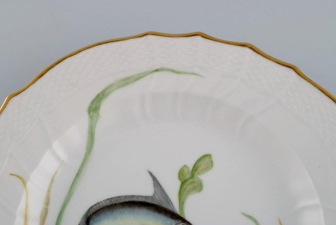 Danish Royal Copenhagen Porcelain Dinner Plate with Hand-Painted Fish Motif