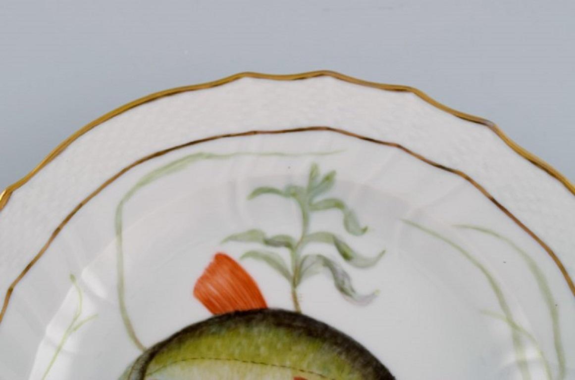 Danish Royal Copenhagen Porcelain Dinner Plate with Hand-Painted Fish Motif For Sale