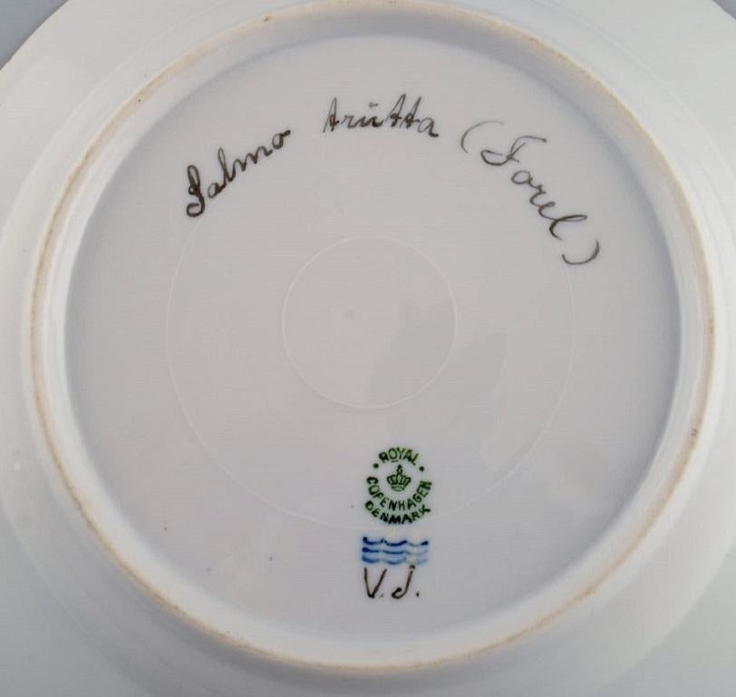 Hand-Painted Royal Copenhagen porcelain dinner plate with hand-painted fish motif For Sale