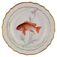 Royal Copenhagen Porcelain Dinner Plate with Hand-Painted Fish Motif
