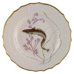Royal Copenhagen Porcelain Dinner Plate with Hand-Painted Fish Motif