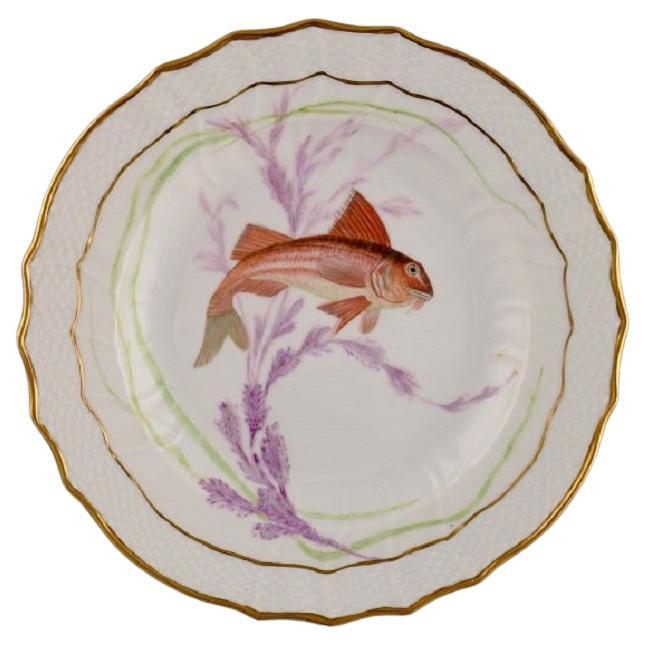 Royal Copenhagen Porcelain Dinner Plate with Hand-Painted Fish Motif