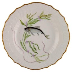 Royal Copenhagen Porcelain Dinner Plate with Hand-Painted Fish Motif