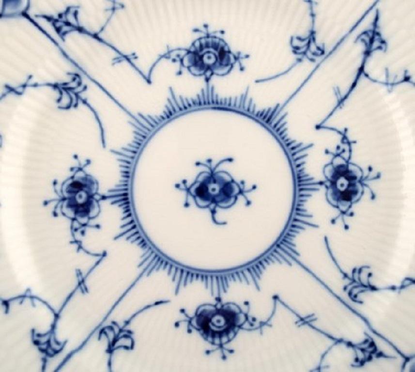 Victorian Royal Copenhagen Porcelain Dinnerware, Set of 11 Blue Fluted Full Lace Plates