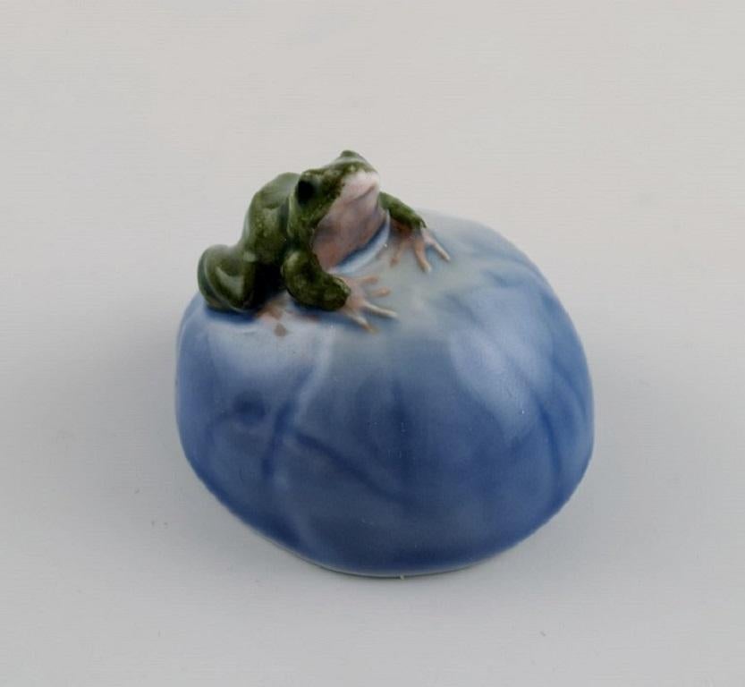 Contemporary Royal Copenhagen Porcelain Figure, Frog on Stone