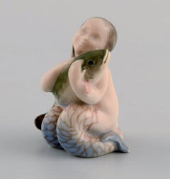 Royal Copenhagen Porcelain Figure, Little Mermaid with Fish, Model Number 2348