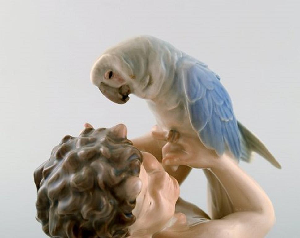 Royal Copenhagen Porcelain Figurine, Faun with Parrot, Model Number 752 2